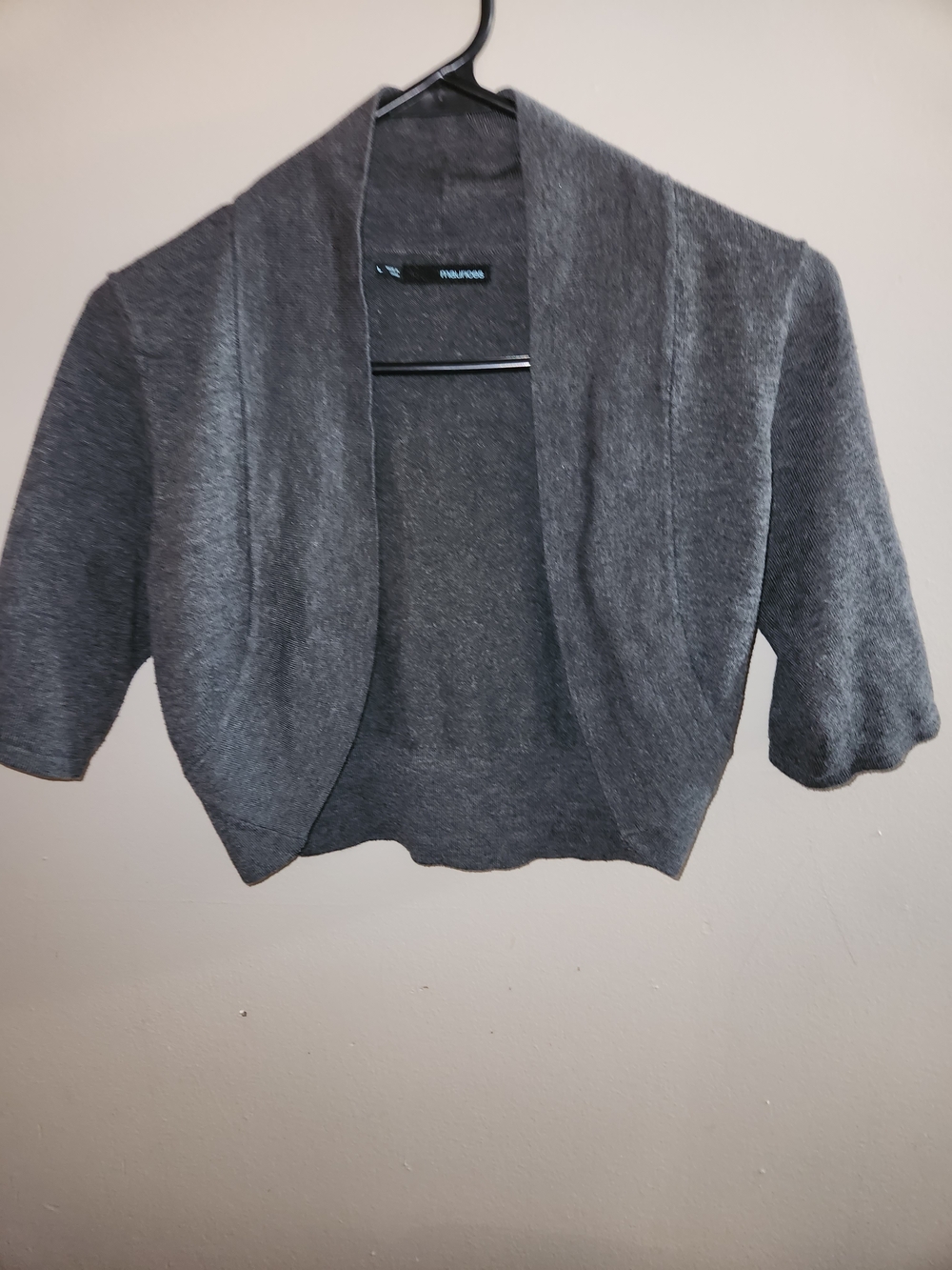 Maurices Charcoal Gray Cropped Open-Front Sweater Shrug For Woman Size L